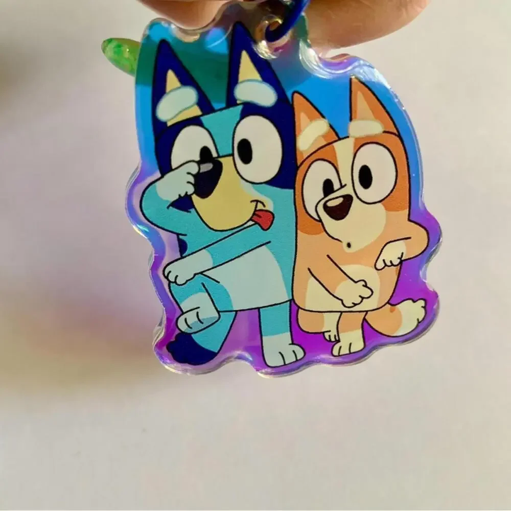 Bluey Holographic Keychain, Bag Charm, Bingo Heeler